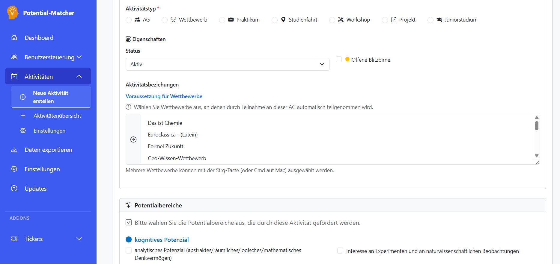 Aktivitätserstellung